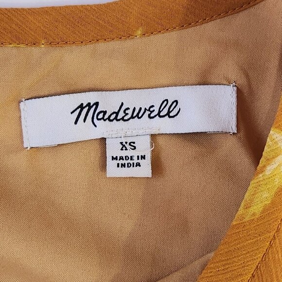 Madewell Peplum Ruffle Front Blouse XS Umber Floral Long Sleeve Cottagecore Boho - Picture 4 of 9